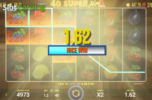 Win screen. 40 Super Hot 6 Reels slot